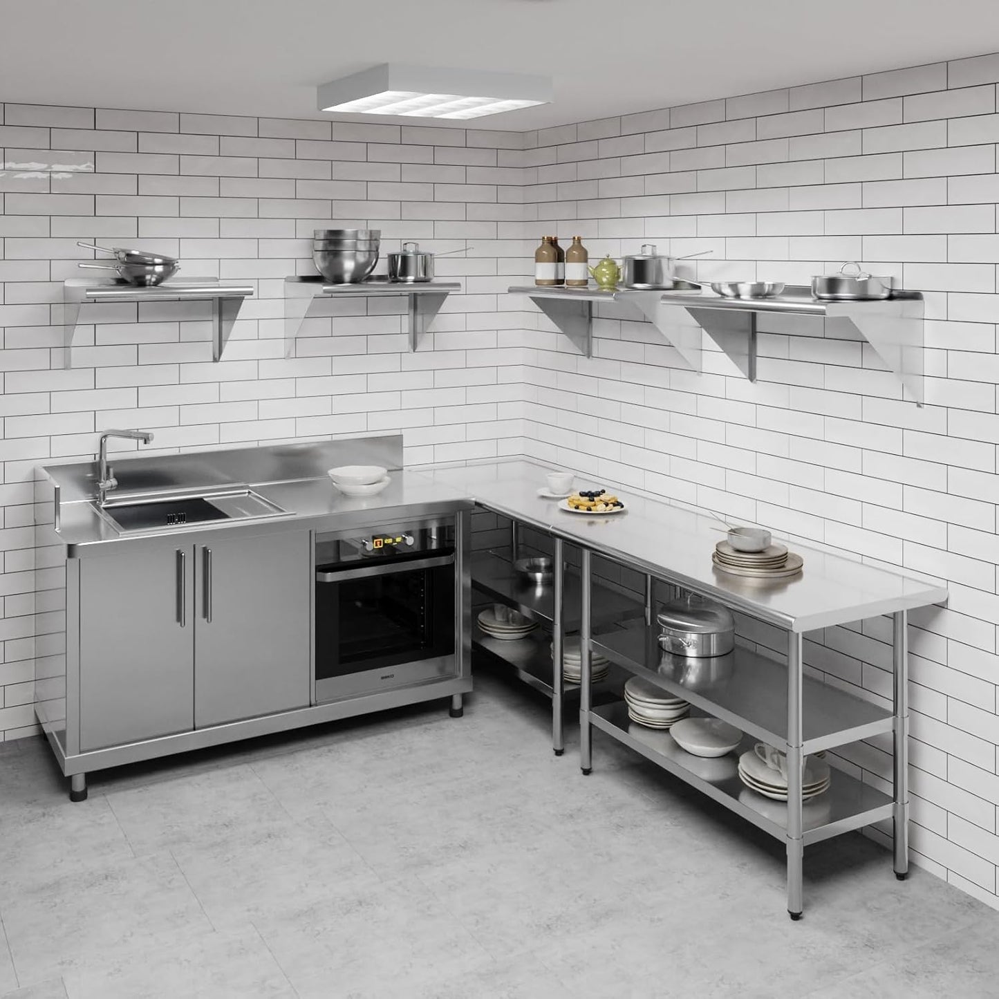 AmGood 30" Long X 16" Deep Stainless Steel Wall Shelf | NSF Certified | Appliance & Equipment Metal Shelving | Kitchen, Restaurant, Garage, Laundry, Utility Room