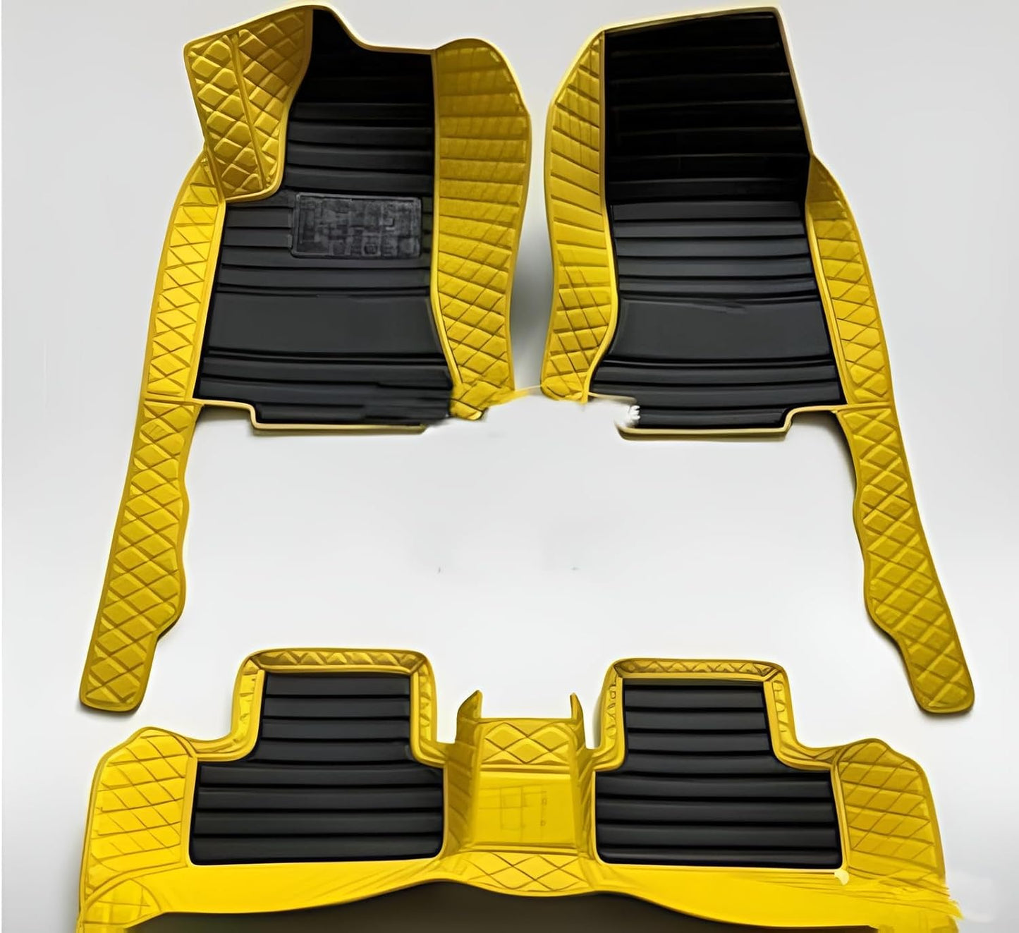 Add Personal Touch to Your Vehicle with IMEISH Customizable Logo Text Car Mats for 99% of vehiclesPads Protection Non-Slip Leather Floor Liners (Yellow and Black Stripes)
