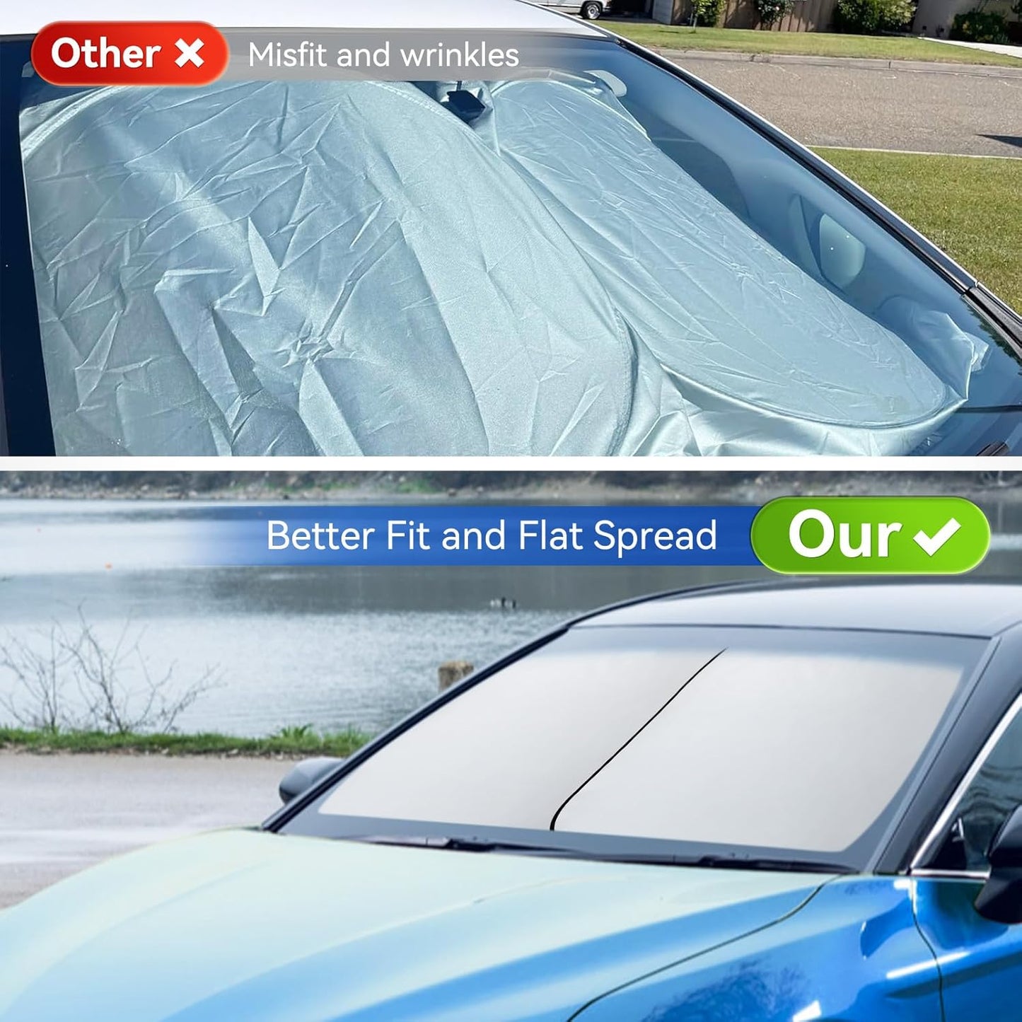 ARANA 2 Piece RV Sun Shade for Windshield, RV Car Windshield Sun Shade Cover Keeps Your Cool Front RVs, Trucks, Motorhomes, Large Bus, Large Side Window, X-Large 50"×42"