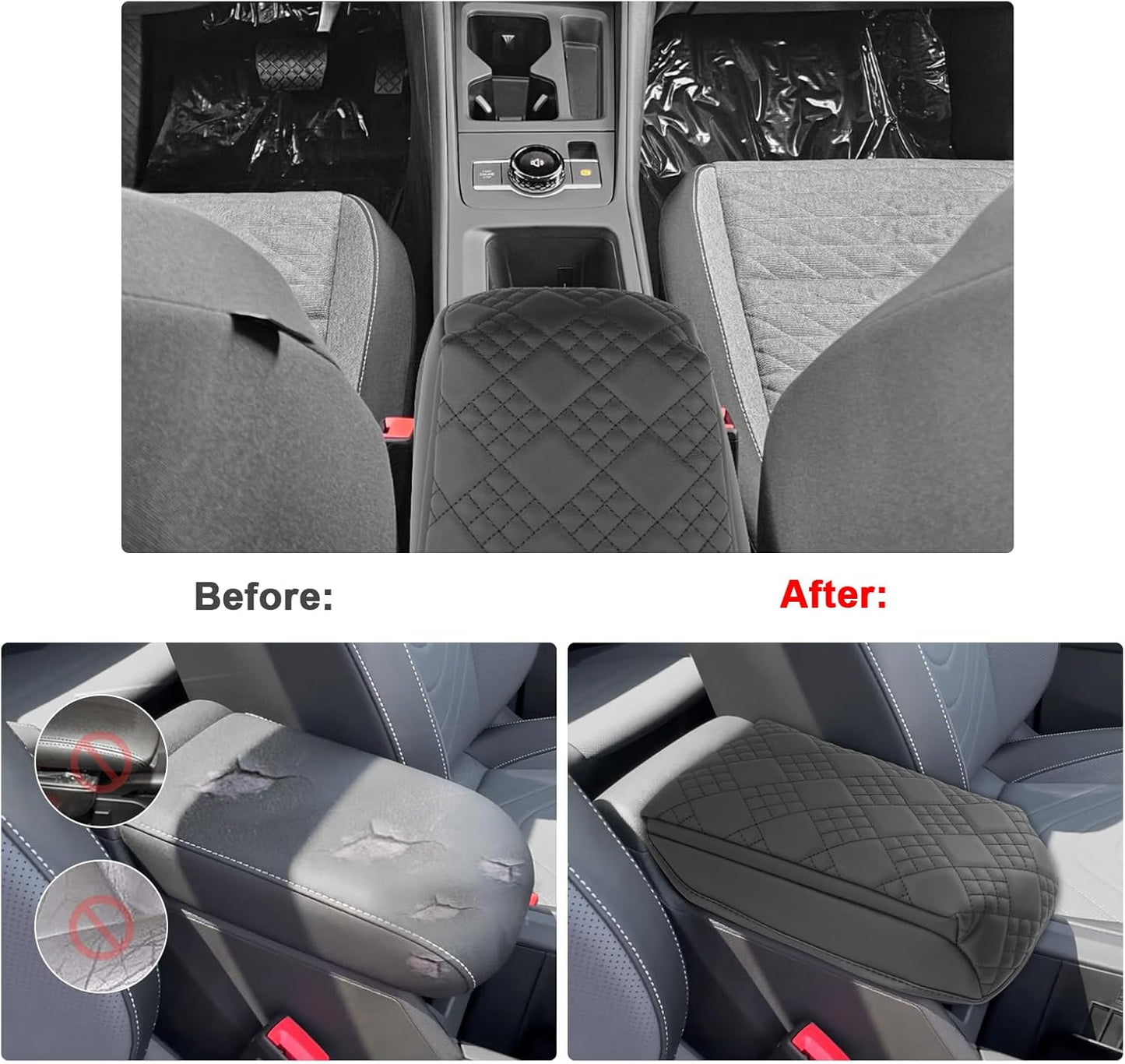 SXCY for 2025 VW Tiguan Armrest Cover Pad for 2025 Volkswagen Tiguan Accessories 2025 Tiguan Center Console Cover 2025 Tiguan Middle Console Cover Add Soft Cotton Cushion (Added-Pad)