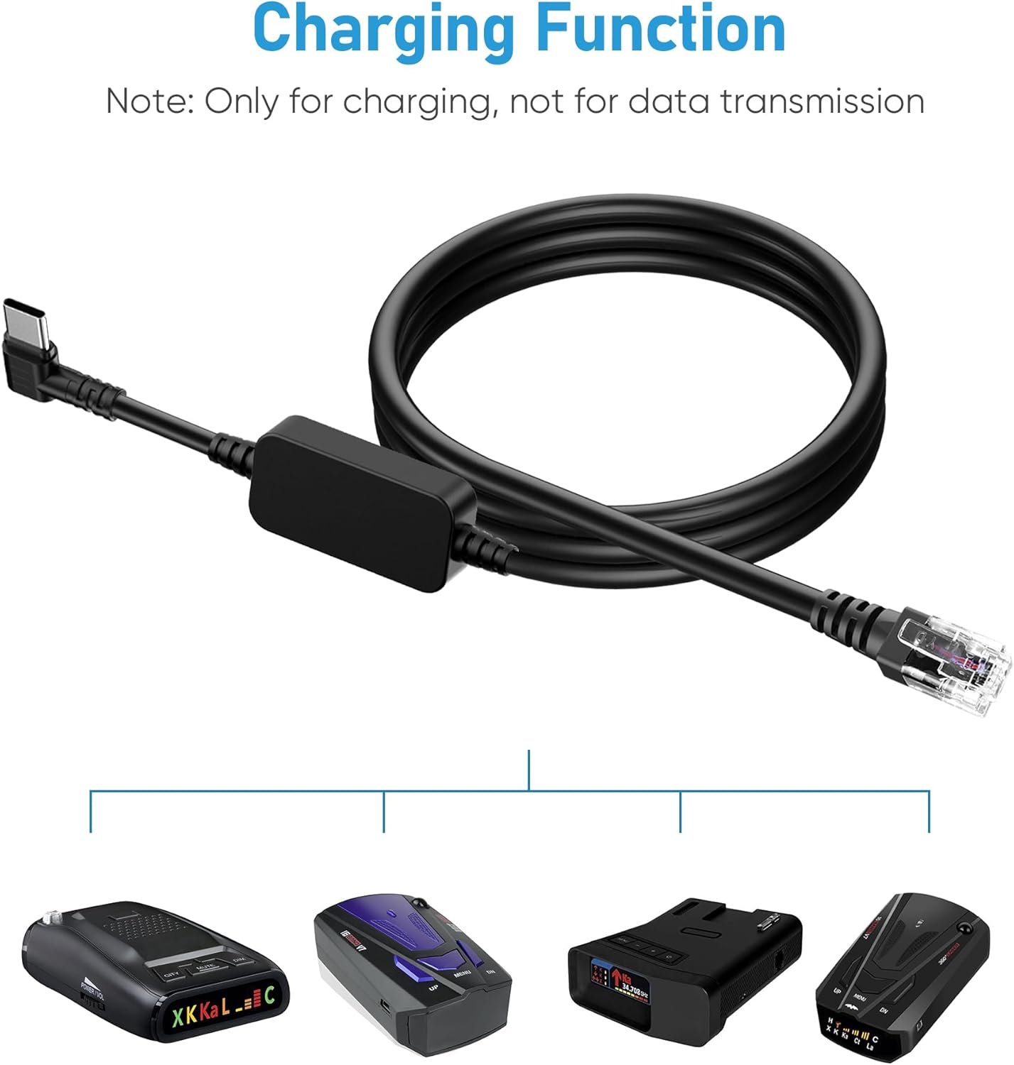 PD3.0 Radar Detector Cable, with Type-C to RJ11 Plug ,Replacement Radar Detectors Power Cable,for Escort Passport 9500i MAX360 Uniden R1 R3 DFR8 DFR9 Radenso XP Beltronics STI Radar Detector and more