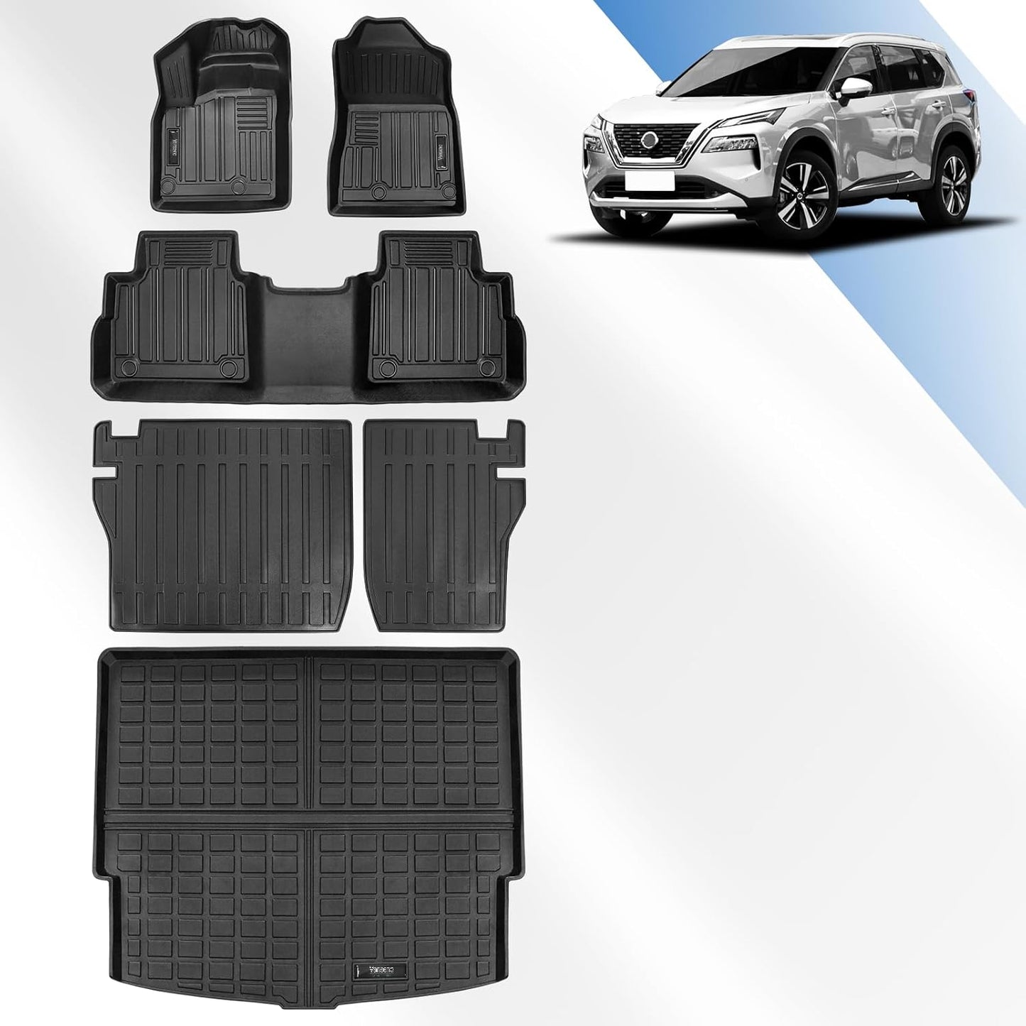 Fit for Nissan Rogue 2021-2024 2025 Floor Mats Backrest Mats Cargo Liners, All-Weather Rear Trunk Mat Rear Seat Back Cargo Cover Protector Fit for 2021-2025 Rogue Accessories (Not Fit Rogue Sport)