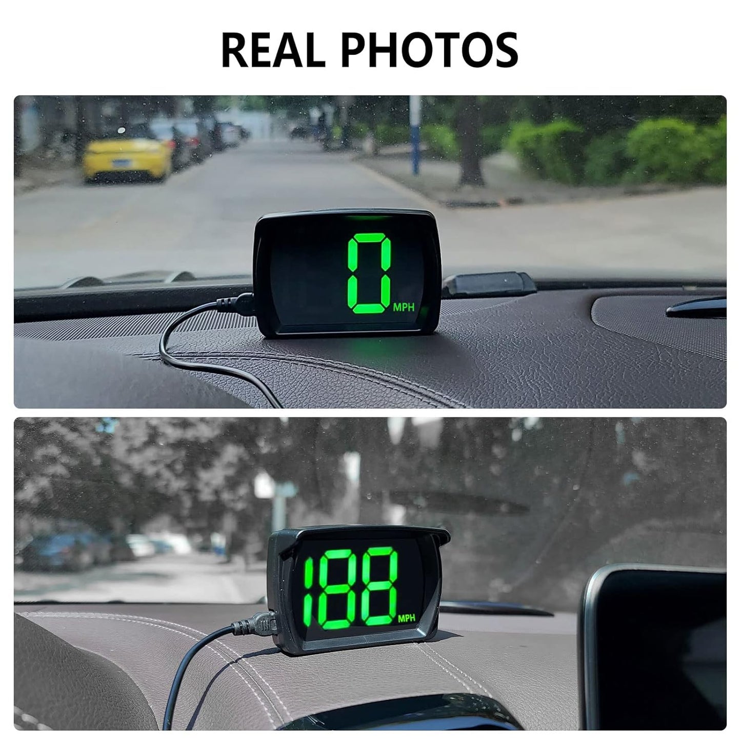 GPS Digital Speed Meter Speedometer HUD with MPH Speed Head Up Display for All Cars, USB Cable Plug & Play