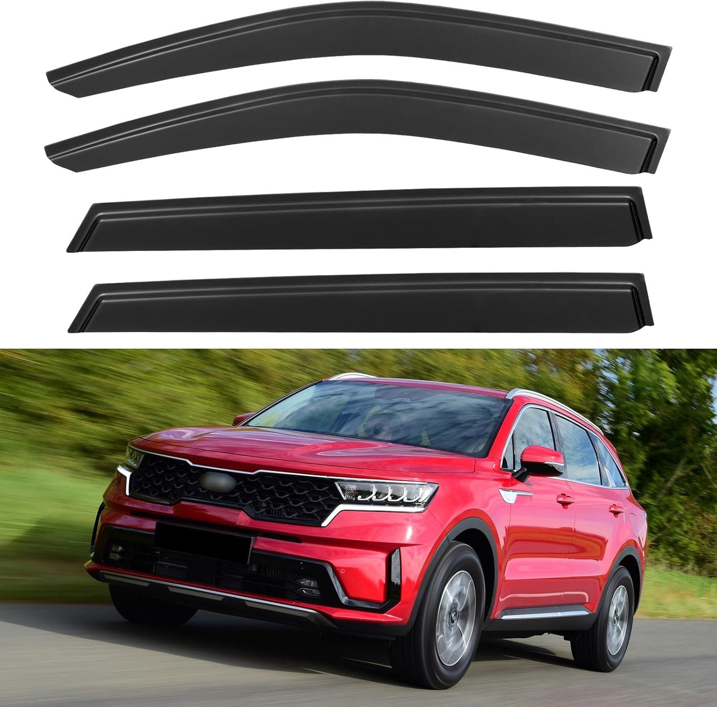 Window Visors Rain Guards Shield for 2021 2022 2023 2024 2025 Kia Sorento, Out-Channel Window Vent Wind Deflectors Visors Shades for 21-25 Sorento