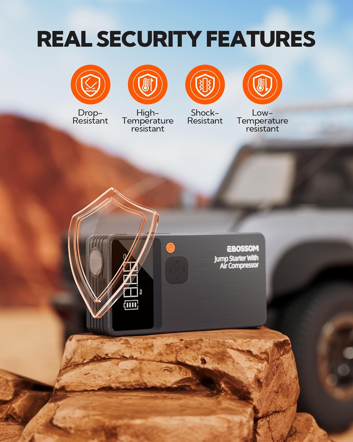 Car Battery Jump Starter with Air Compressor,44.4Wh Battery Jump Box with Tire Inflator,Car Jump Booster with Smart Jumper Cables,LED Light Emergency Car Kits for Vehicles,Arrancador Ae Batería