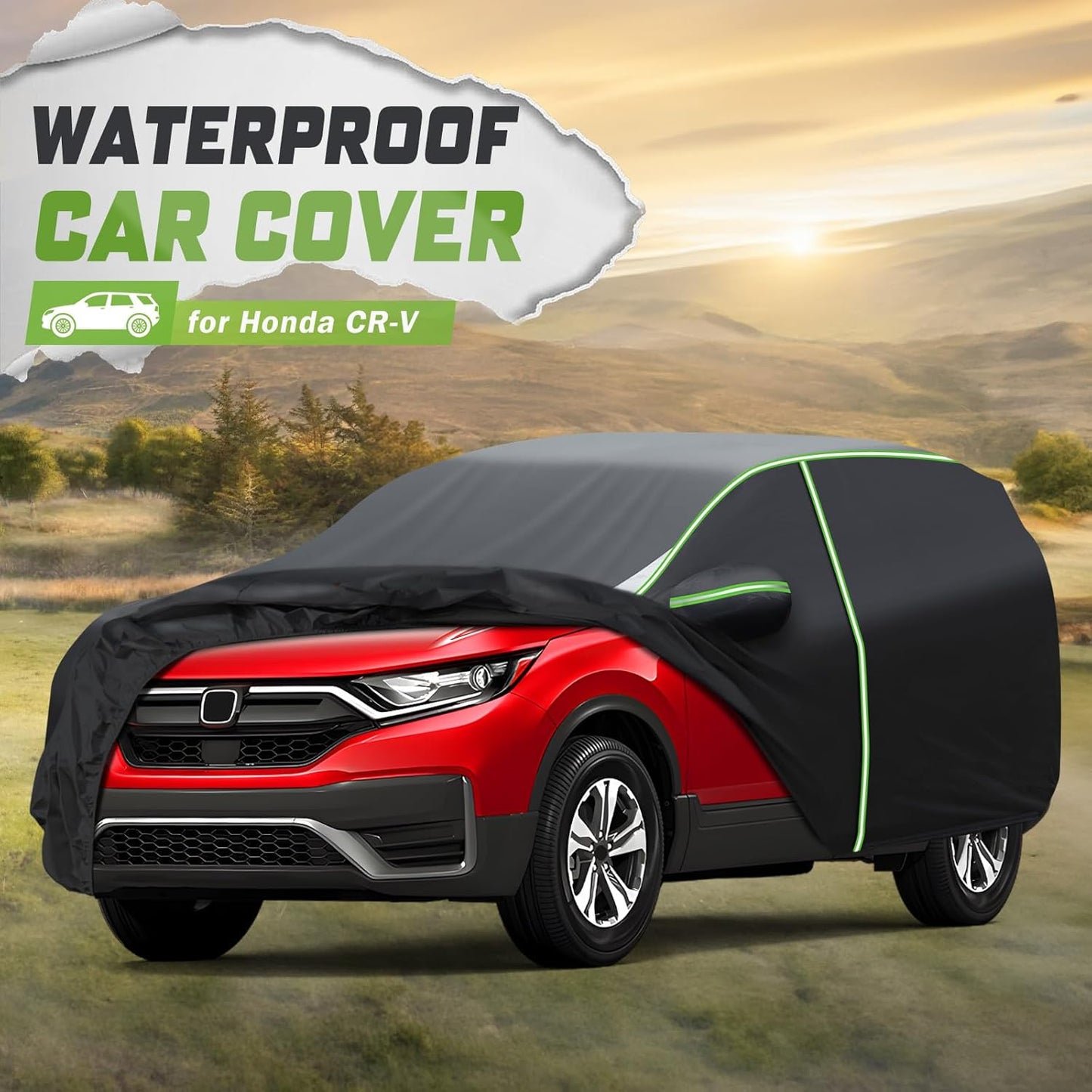 Mixsuper Liner Car Cover for Honda CR-V 1997-2026, 7 Layers Full Car Cover All Weather Car Covers for CRV, Waterproof Outdoor Cover with Zipper Door Reflective Strips