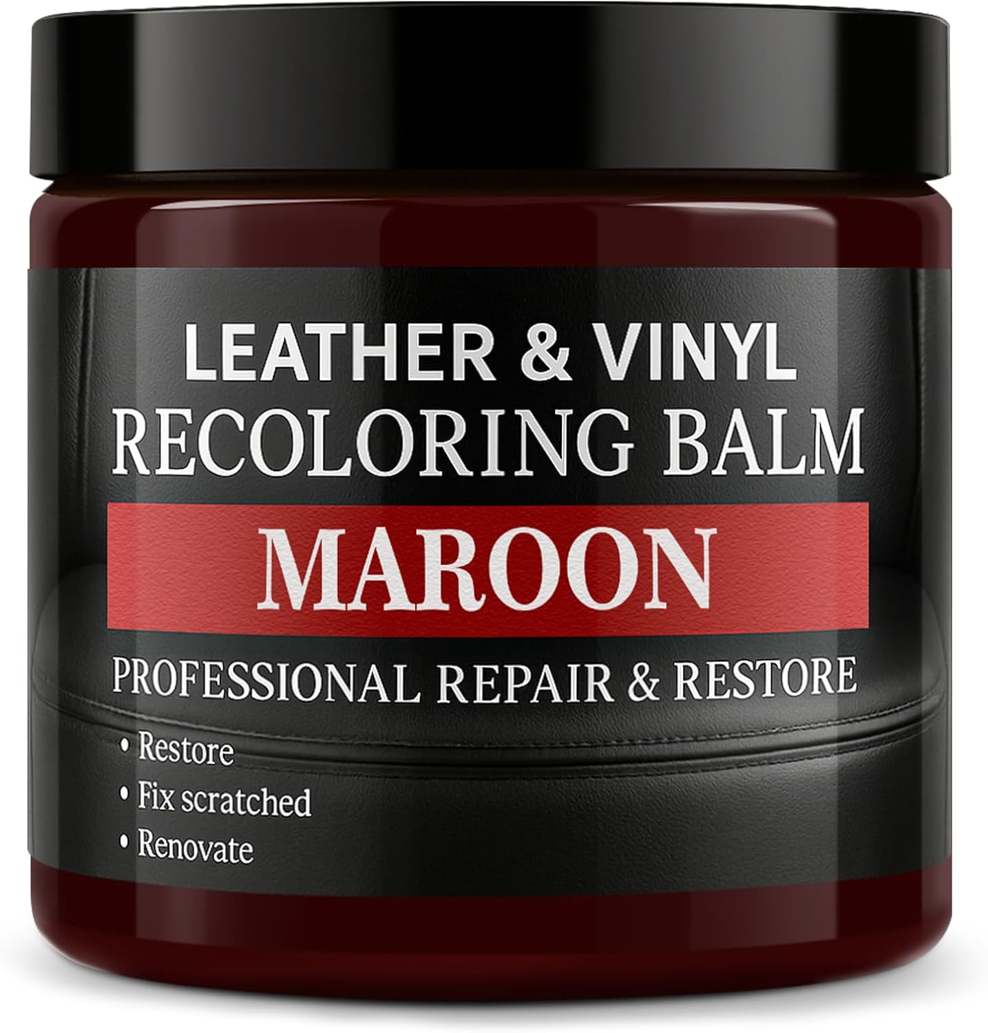 Leather Color Restorer, Leather Recoloring Balm, Scratch Remover, Leather Dye, Leather Paint, Leather Repair Kit for Furniture Couches Car Seats Shoes Bags, Maroon