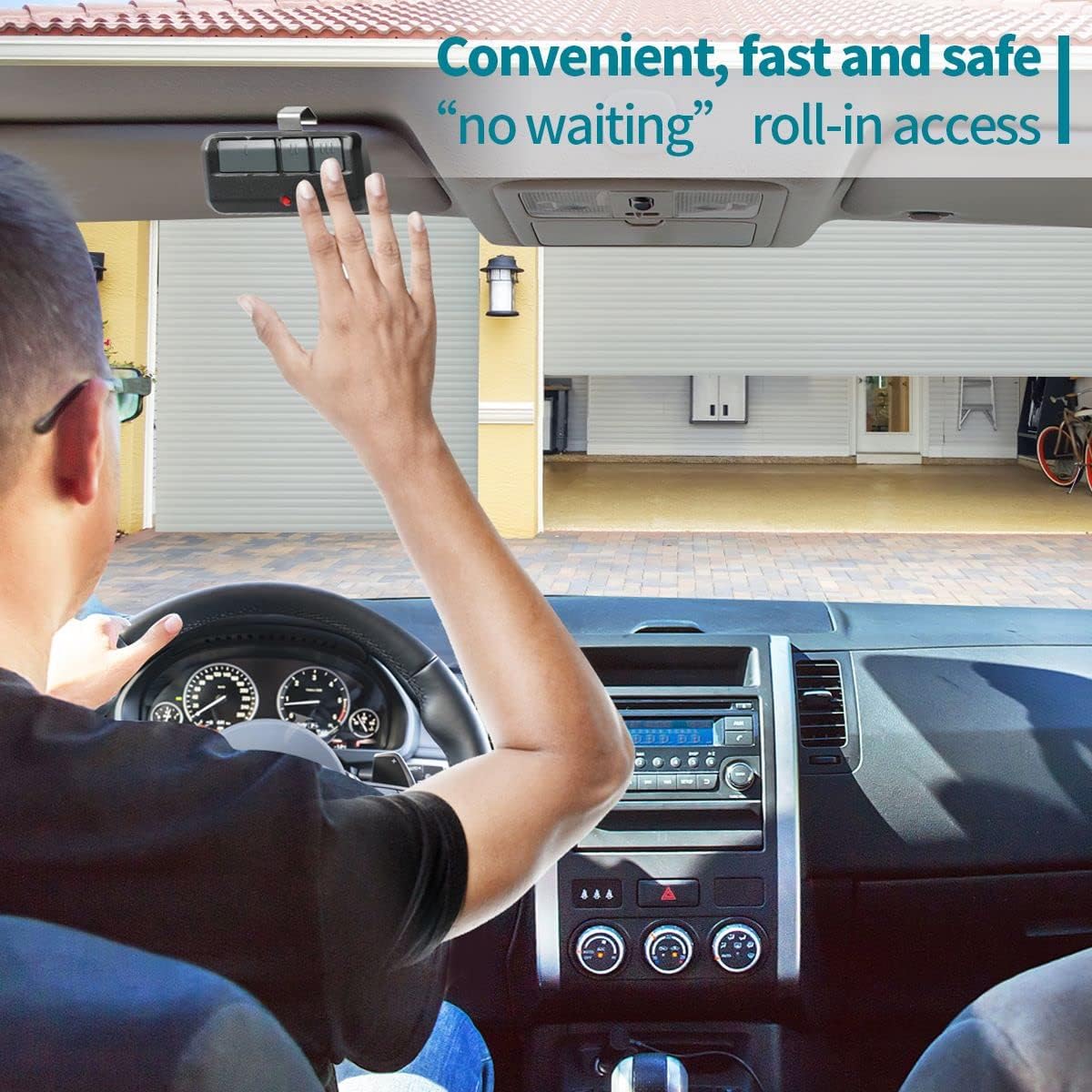 2 Garage Door Opener Remote,for LiftMaster Chamberlain Openers with Purple Yellow Green Orange Red Learn Button,893MAX 953EV/EVC,Visor Clip (3-Button)