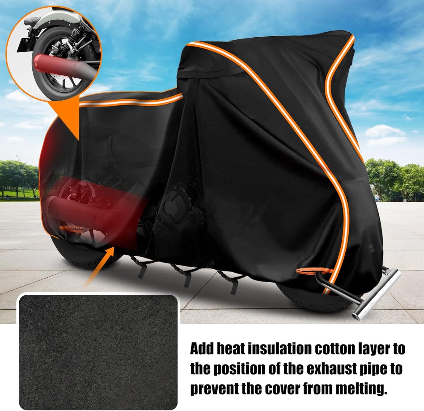 420D Motorcycle Cover for Honda Rebel 250 300 500 1100 Shadow 600 750 1100 / Vtx 1300 1800 / Fury / VT750,Outdoor Bike Cover Windproof Heavy Duty Waterproof Protection