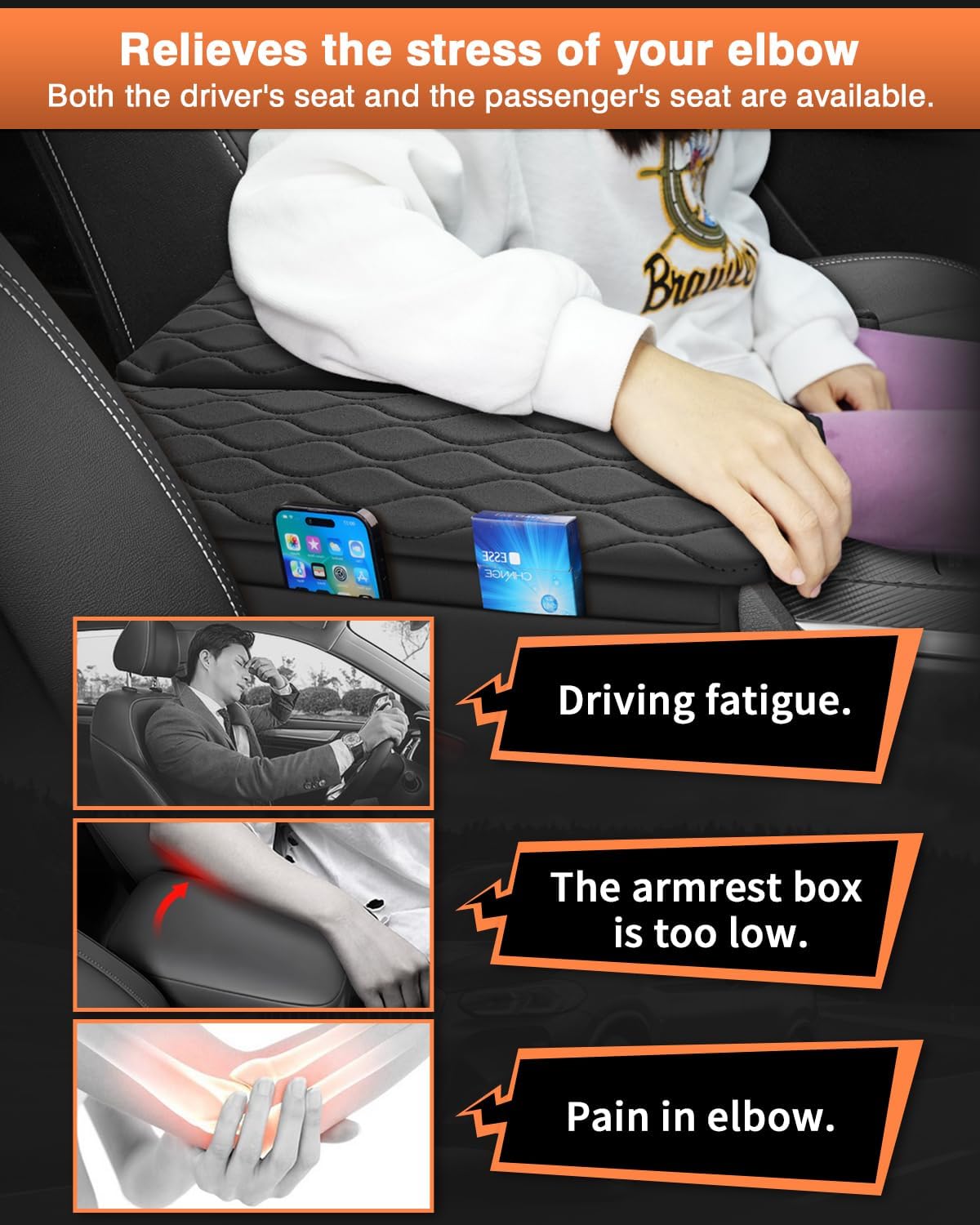 Shademax Custom for 2026 2025 2024 Mazda CX90 Center Console Cover Armrest Cover for Mazda CX-90 Accessories Arm Rest Cushion Pad Leather Middle Console Cover Armrest Seat Box Protector Anti-Scratch