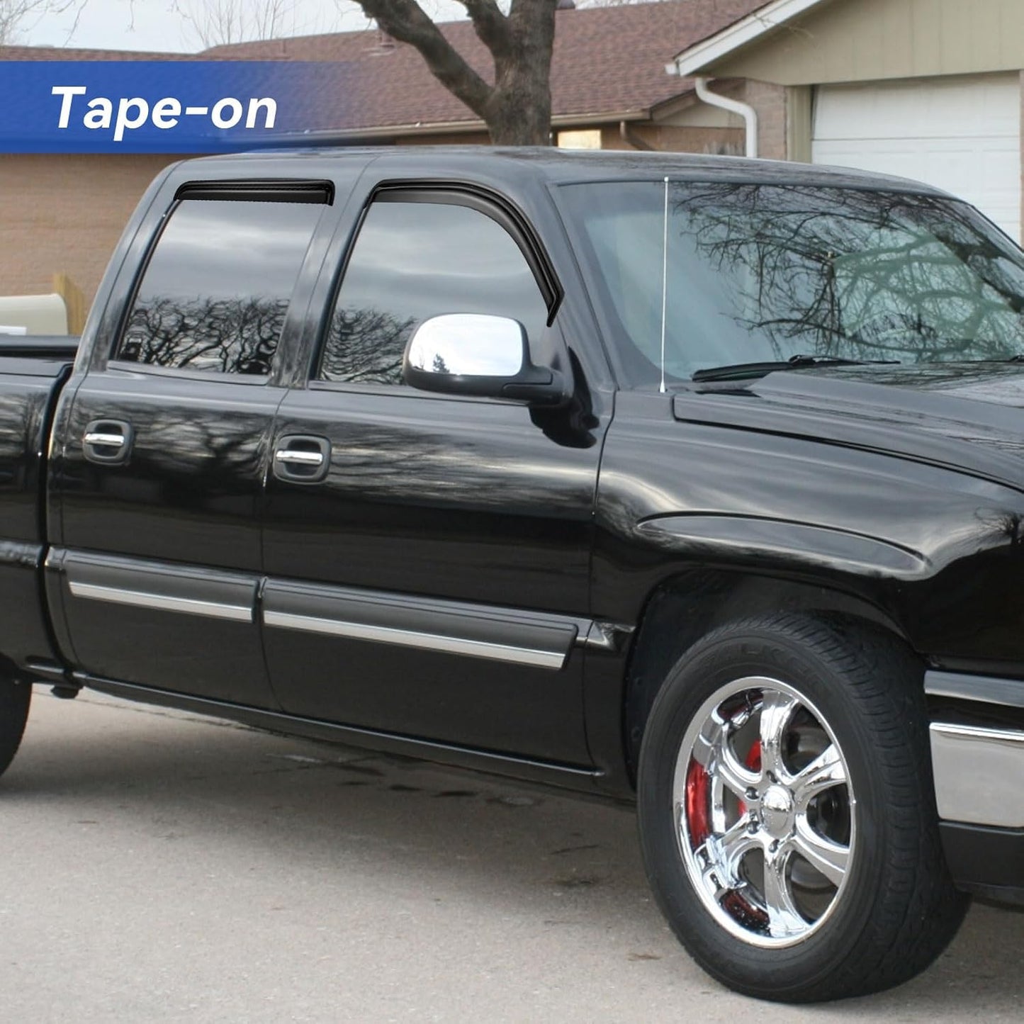 Window Visors Rain Guards for 2014-2018 Chevy Silverado/GMC Sierra 1500 Full-Size Cab, Out-Channel Window Vent Wind Deflectors Visors Shades for 2015-2019 Silverado/Sierra 2500HD 3500HD Crew Cab