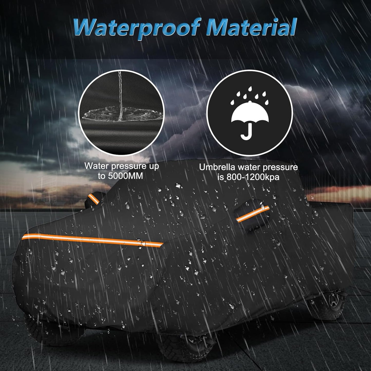 Waterproof Car Covers for Toyota Tacoma Double Cab-6ft Bed 2016-2025, Waterproof 420D Oxford Cloth Cover Outdoor Full Car Covers with Zipper Windproof Heavy Duty All Weather