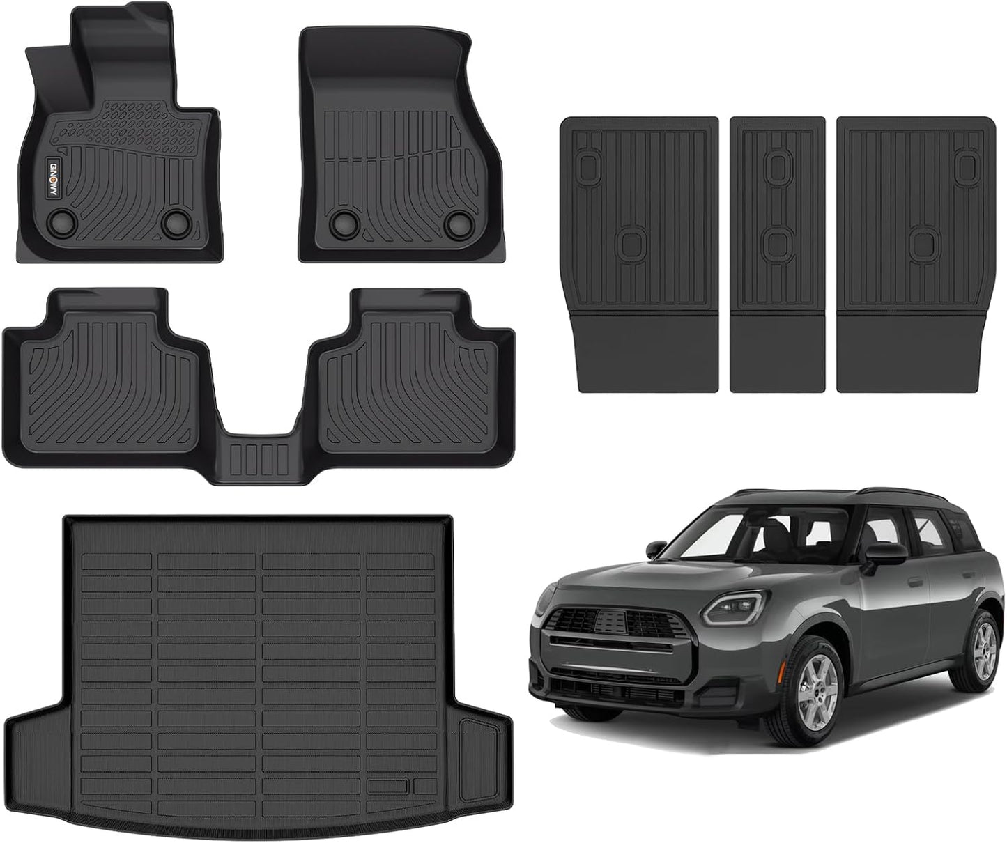 GINOWY-Floor Mats & Cargo Liner for Mini Countryman 2025(Not for SE&Electric), TPE All Weather Countryman Car Mats Non-Slip Trunk Mat Floor Liners Waterproof Accessories Mats Black