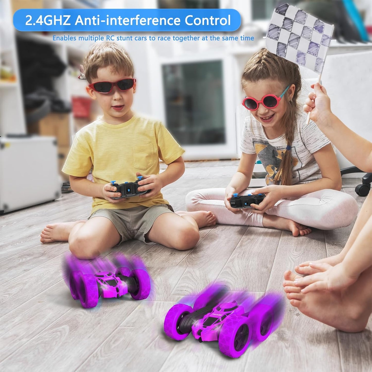 Remote Control Car for Girls, Stunt Rc Car, Princess Toys for Girl 6 7 8 9, Electir Toy, Double-Sided 360° Rotating 4WD Rc Drift Truck for Birthday Gift (Purple)
