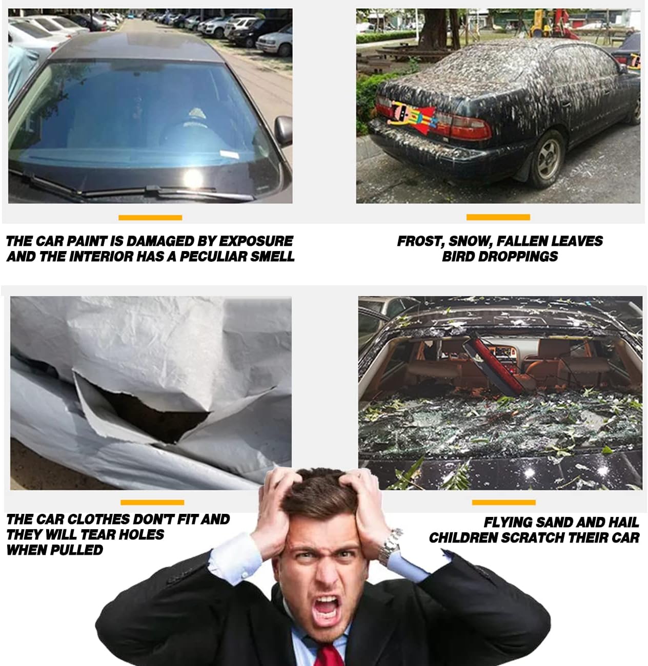 TUCAREST 6 Layers Full Car Cover for SUV- Waterproof, Insulated, Anti-UV, Snow-Proof, Hail-Resistant, Anti-Wind, All-Weather, Thickened Protection, up to 208 in