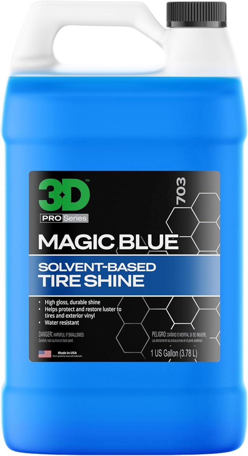 3D Magic Blue Tire Shine Spray - Water Resistant High Gloss Tire & Trim Dressing | Long Lasting Protection | No Sling, No Run Formula | Made in USA |1 Gallon