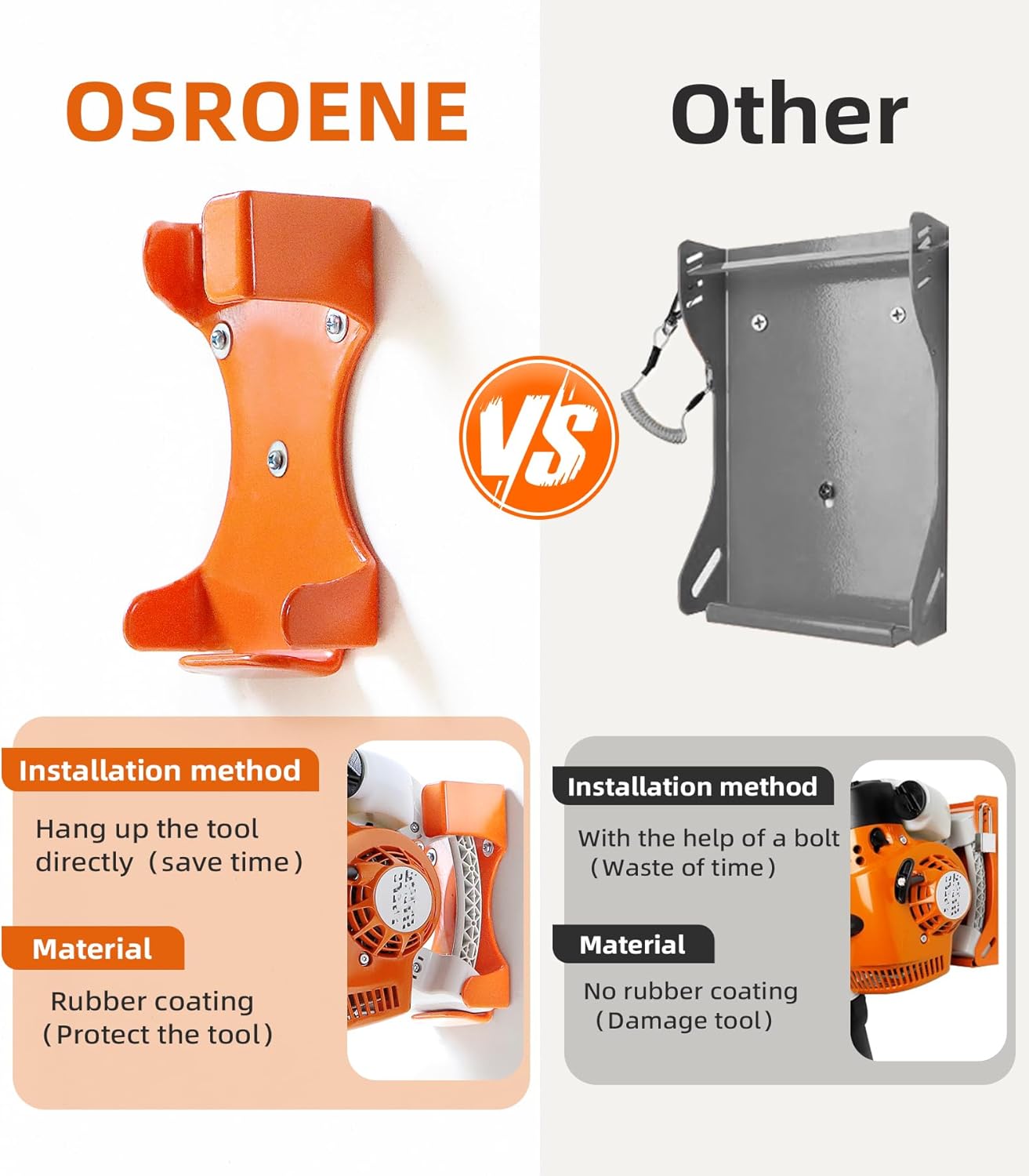 Leaf Blower Hanger, 1 Pack Upgrade Handheld Blower Rack for Garage Wall, Leaf Blower Holder for Stihl BG-56, BG-66, BG-86, SH-56, SH86