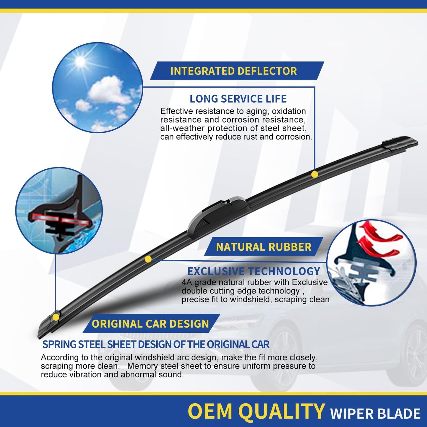 3 wipers Replacement for 2017 2018 2019 2020 2021 2022 Honda CRV CR-V, Windshield Wiper Blades Original Equipment Replacement - 26"+17"+12" (Set of 3) U/J HOOK