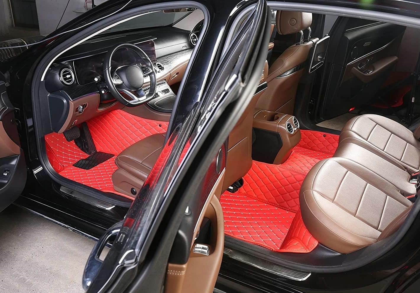 Custom Artificial Leather Waterproof All-Weather Car Floor Mats Fit for 99% Sedan SUV Sports Car Vehicle Car Mat (White Black White)