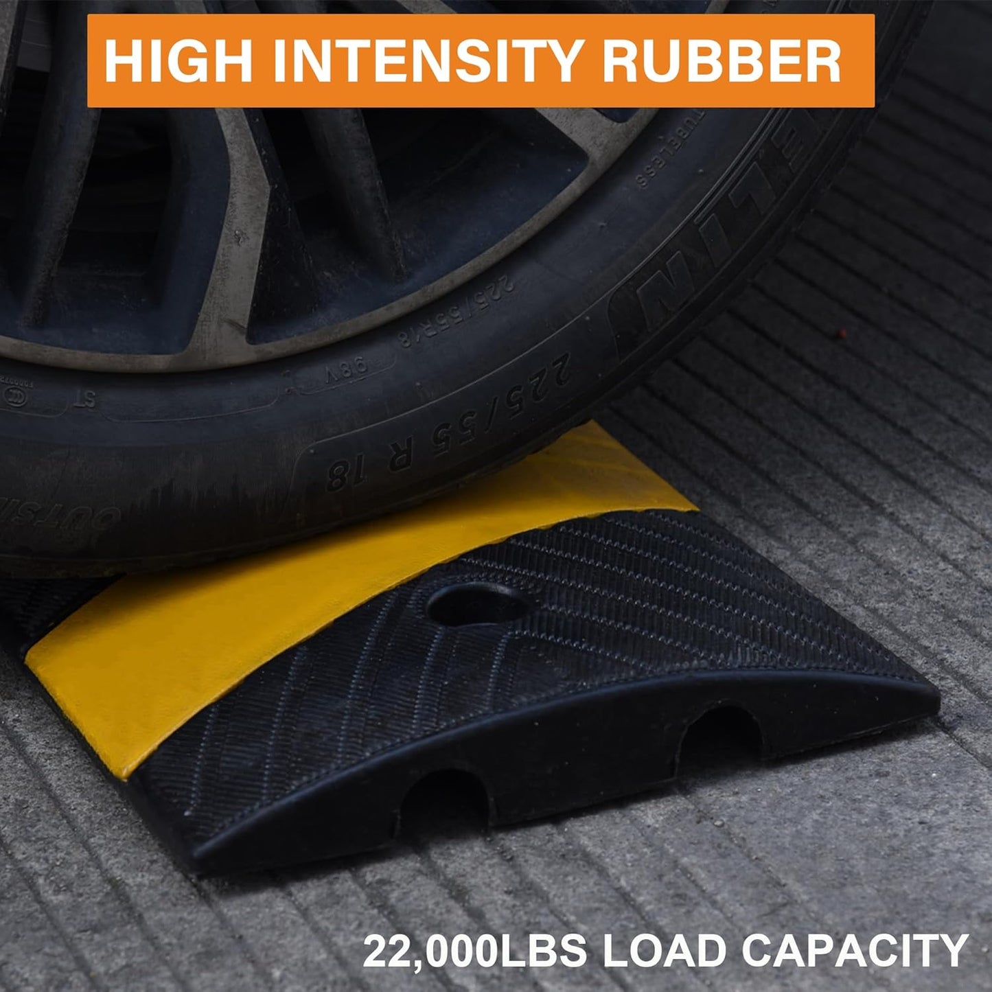 Orangestar 2-Pack 6Ft Rubber Speed Bump, 2 Channel Heavy Duty Speed Hump Cable Protector Ramp w/8 Bolts for Asphalt Concrete Driveway Gravel 72x11.8x1.8 inch(L x W x H)