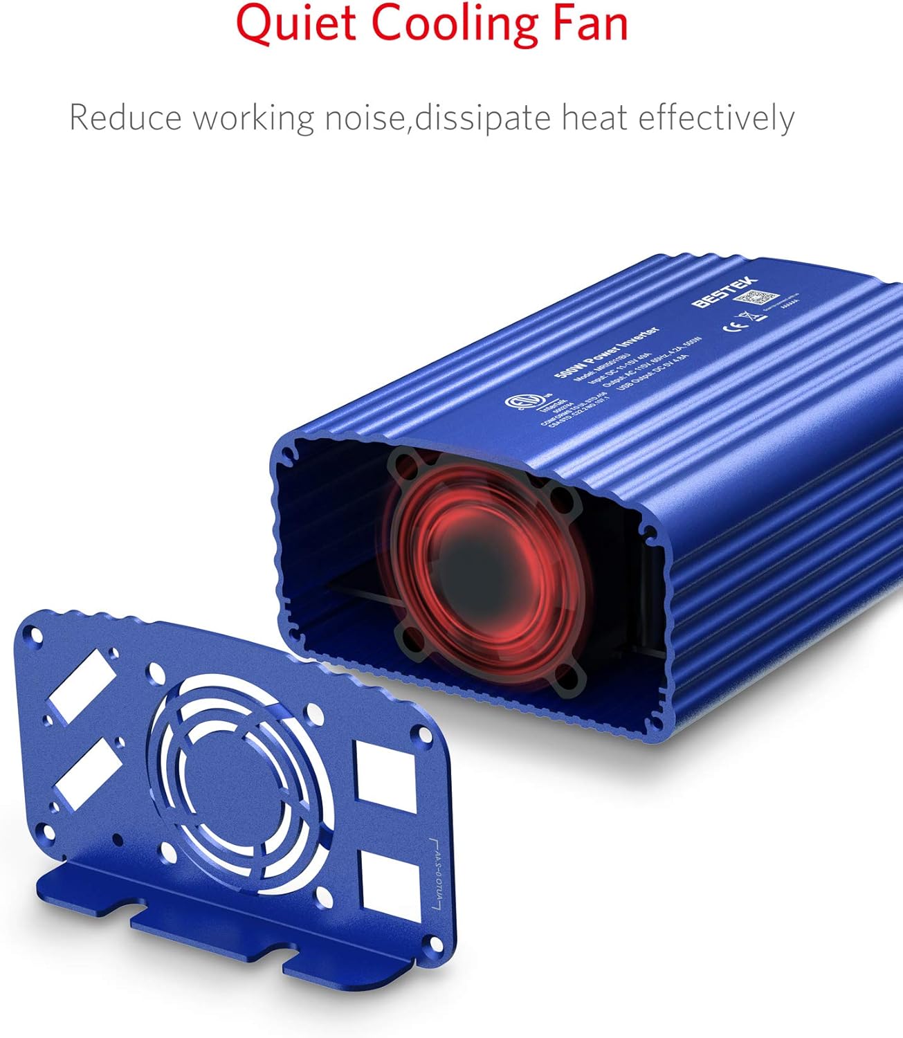 BESTEK 500W Power Inverter DC 12V to 110V AC Converter with 4.8A Dual USB Car Charger ETL Listed (Blue)