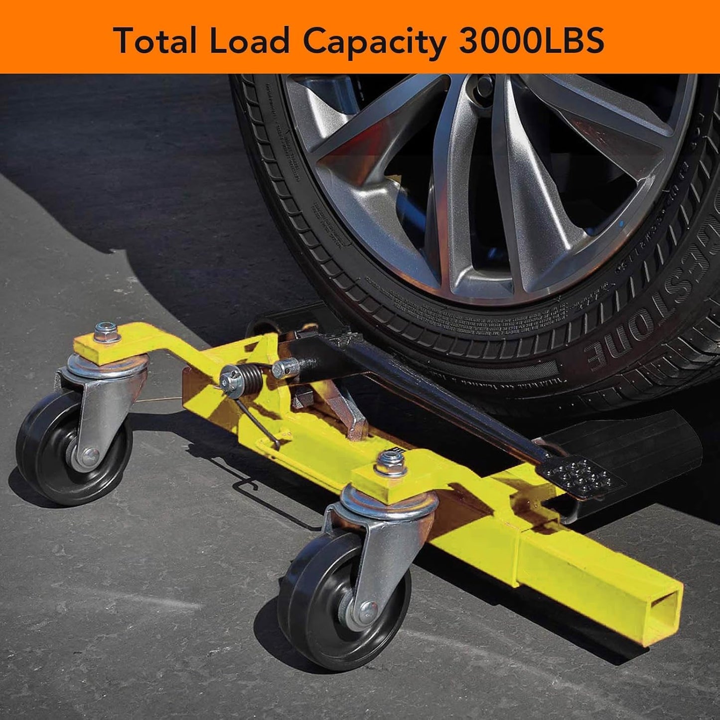 2 Pcs Car Wheel Dolly with Hydraulic Tire Jack, 1500LBS Capacity Trailer Dolly for Vehicle Positioning for Truck RV Trailer, Yellow