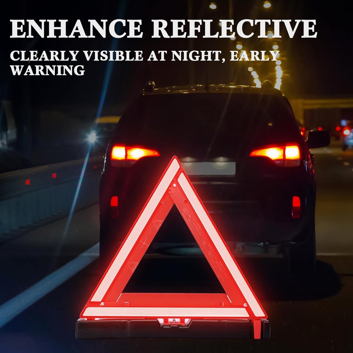 Kanayu Warning Triangle DOT Approved Foldable Emergency Safety Triangles Reflective Road Safety Triangle with Carrying Case Heavy Base Roadside Safety Warning Sign for Car Truck(9 Pcs)
