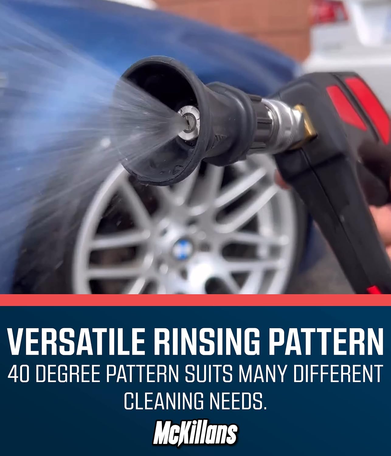 McKillans 40 Degree Pressure Washer Nozzle - Stainless Steel, High-Efficiency Cleaning, Durable Nozzle Guard with Rubberized Protection (4.0 Orifice)