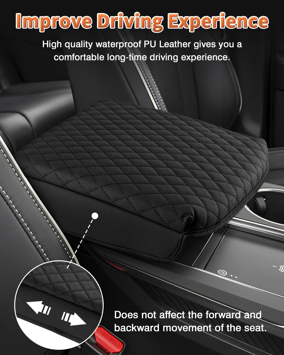 Shademax Custom Fit for Center Console Cover Acura MDX 2022 2023 2024 2025 2026 Accessories Armrest Cover Center Console Pad PU Leather Armrest Seat Box Cover Protector Anti-Scratch Black