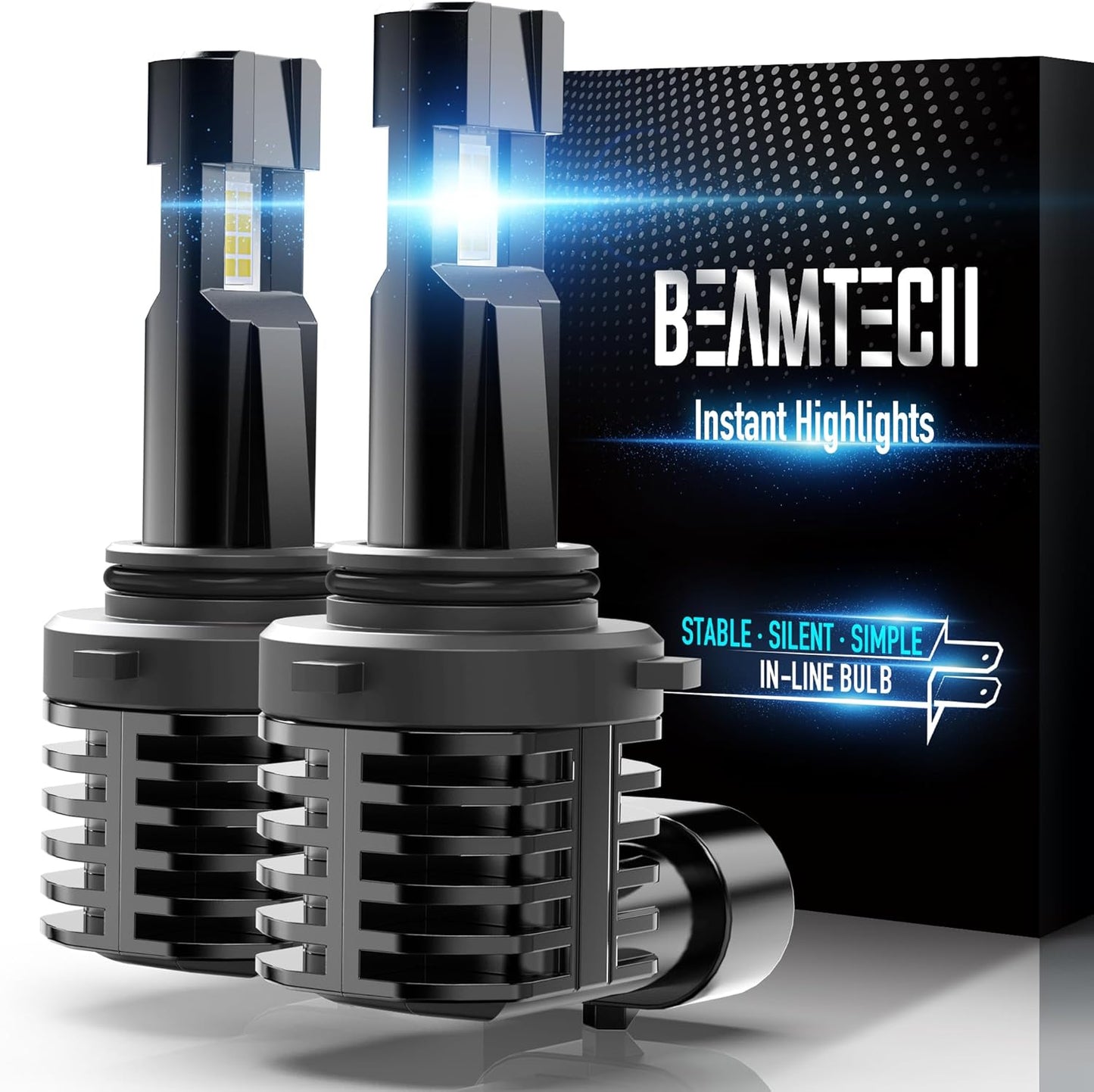 BEAMTECH 9006 Bulbs, Fanless In Line HB4 Fog Light Bulb 6500K Xenon White Fog Light Of 2