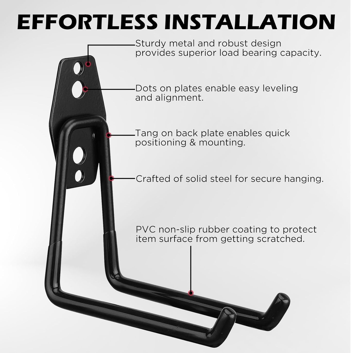 20 Pack Heavy Duty Garage Storage Hooks with Extension Cord Organizer, Solid Steel Wall Mount Hook Set with Anti-Slip Coating Utility J Hooks for Ladders,Bikes,Ropes,Broom,Garden,Yard and Power Tools