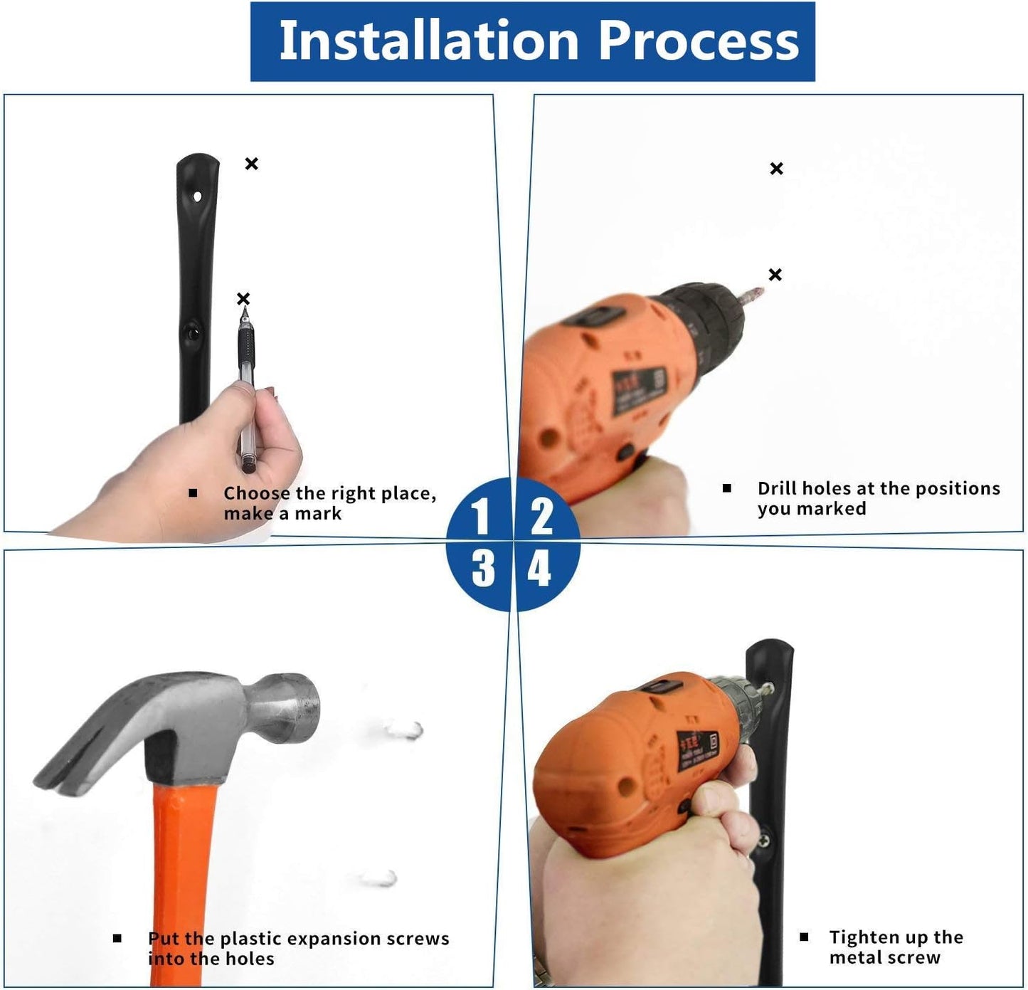 Heavy Duty 13 Inches Jumbo Arm Indoor Outdoor Storage Wall Hooks, Garage and Garden Steel Organizer Rack, 6 Pack Garage Storage Hooks