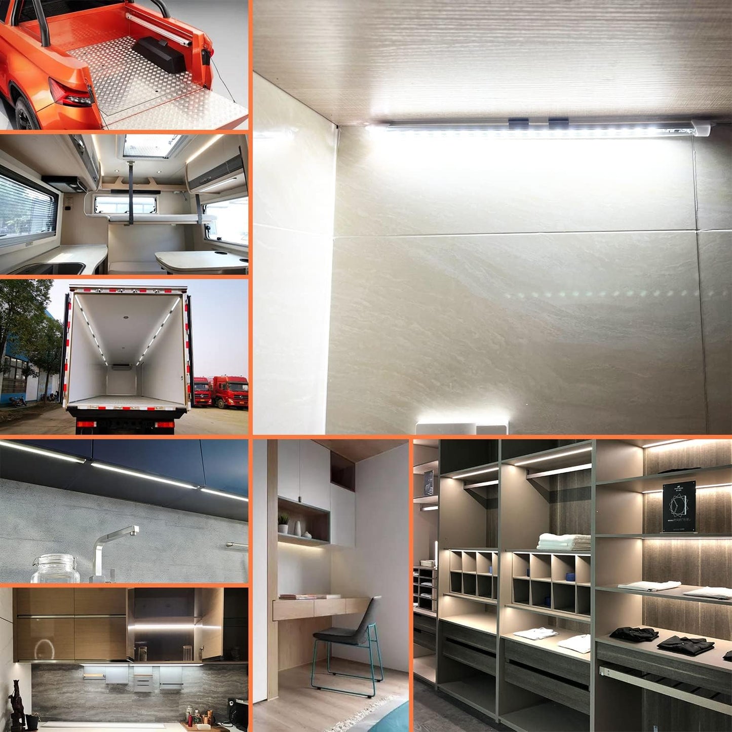 12V Interior LED Light Bar for Car,12V LED Light Strip 54 LEDs Lighting Super Bright 7000K White Color DIY Cabinet LED Light Strip for Car,Trailer,Motorhome,Van,RV,Truck Bed Lights(4 Pack)