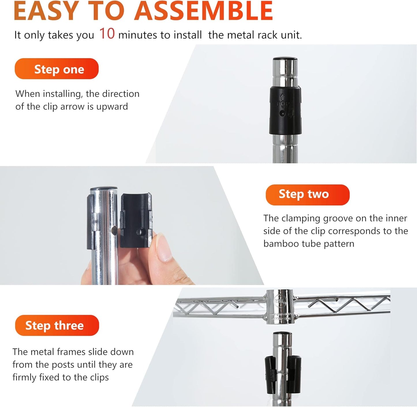 BestOffice 3-Tier Adjustable Wire Shelving Storage Shelves Heavy Duty Shelving Unit with Wheels for Small Places Kitchen Garage Balcony,Chrome