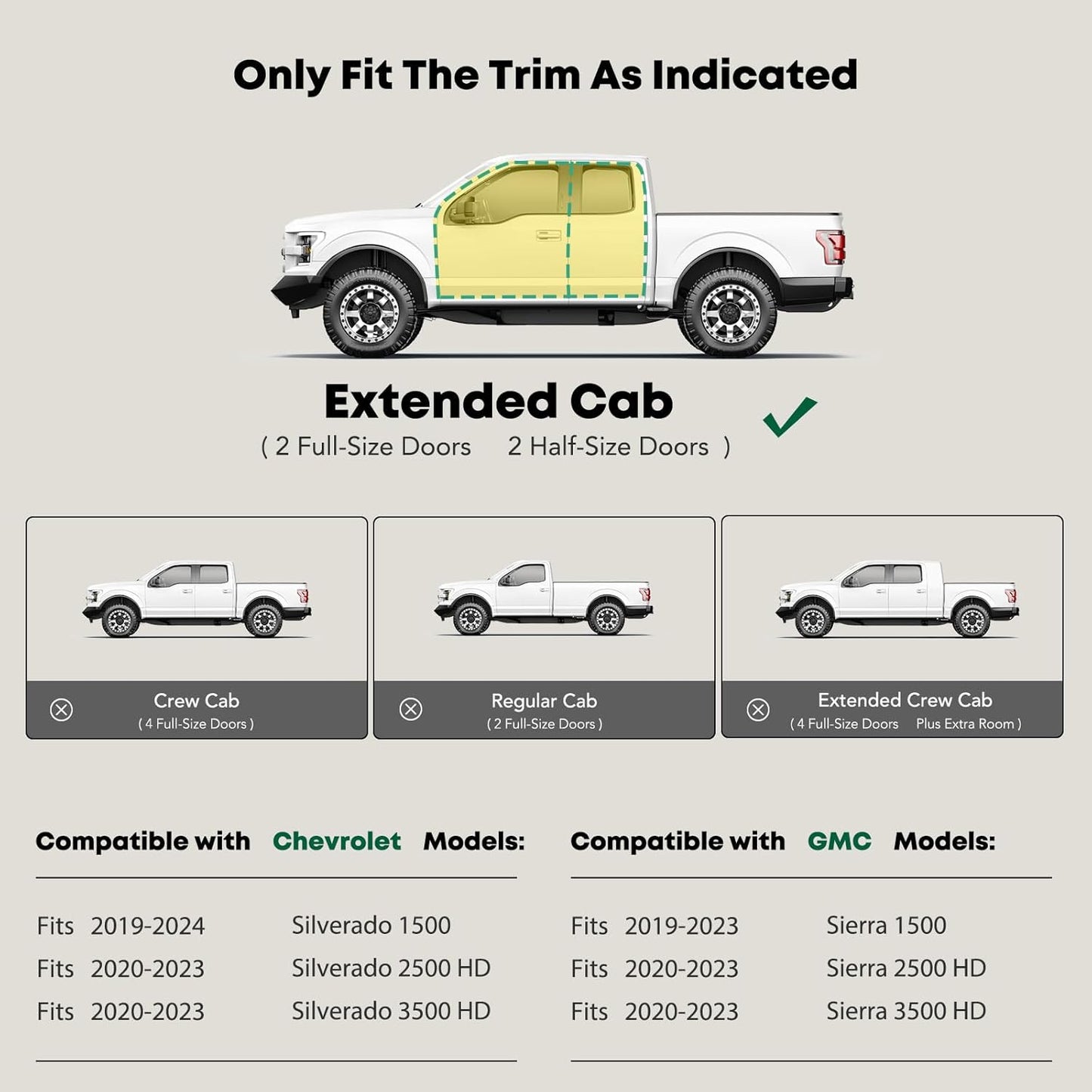 YHTAUTO 5 Inch Running Boards Side Steps Compatible with Chevy Silverado & GMC Sierra 1500/2500 HD/3500 HD 2019-2024, Extended Cab, Oval Straight Carbon Steel Black Powder, Truck Cab Side Step Rails