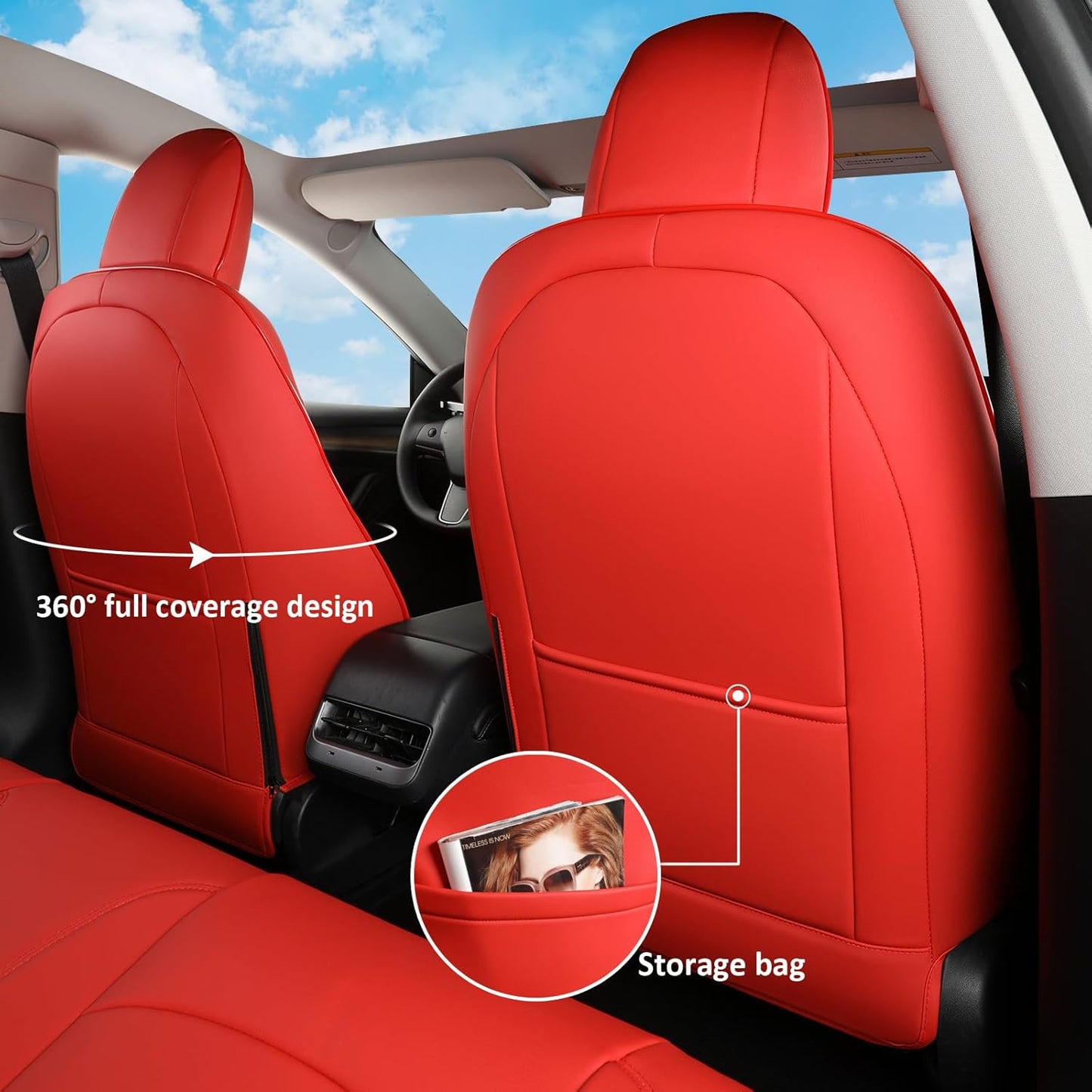 GIANT PANDA Customized Full Set Car Seat Covers for Tesla Model 3 Accessories 2017 2018 2019 2020 2021 2022 2023