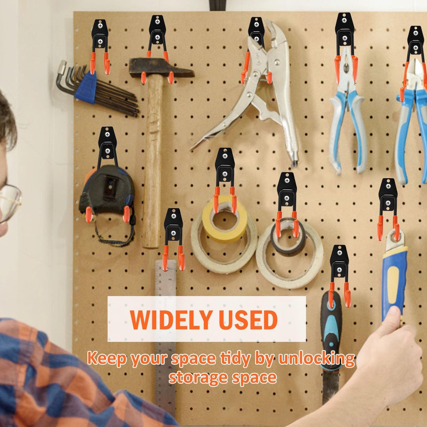 vivicreate 10 Pack Heavy Duty Garage Hooks Wall Mounted Steel Utility Storage Hooks for Tools Ladders Bikes Cables Equipment Organizer for Garage Taller Sótano Ganchos de Almacenamiento