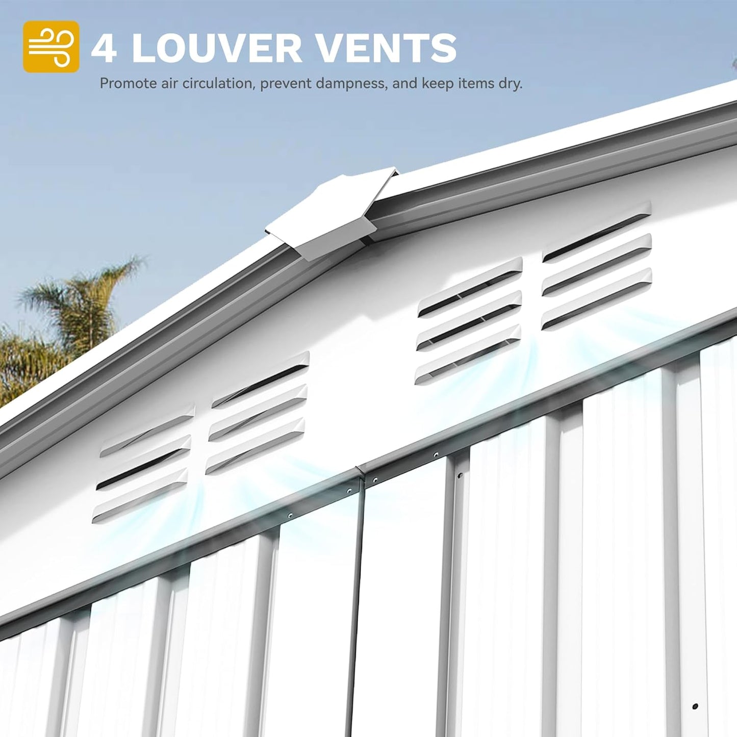 DWVO 6x4ft Metal Outdoor Storage Shed, Waterproof Tool Shed Heavy-Duty Storage Unit with Lockable Door and Vents, Ideal for Bicycles, Tools, Lawnmowers, Backyards, Patios, Lawns - White