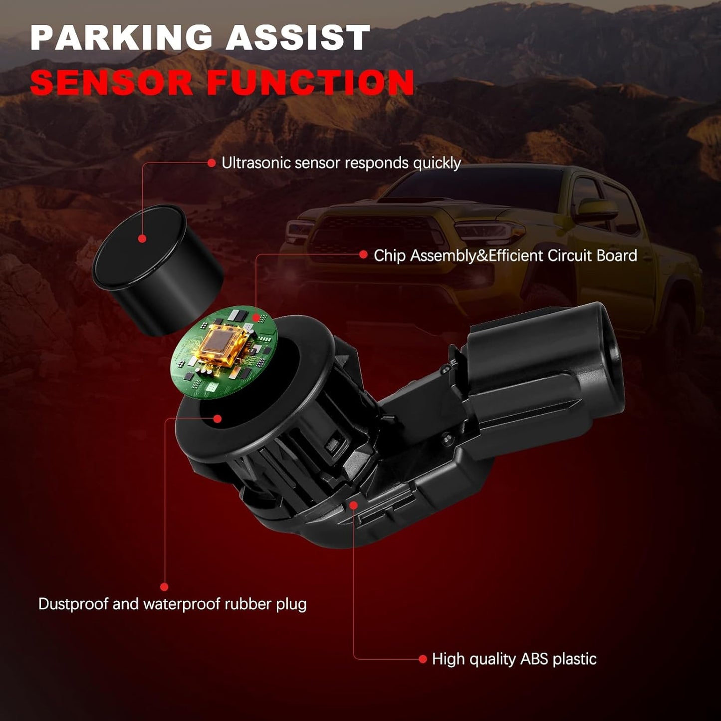 Parking Assist Sensor Compatible with Toyota RAV4 2014-2018,Tunder 2014-2021,Tacoma 2015-2022,Replace#89341-0C010 89341-0C020 PPS65 4PCS Parking Sensors