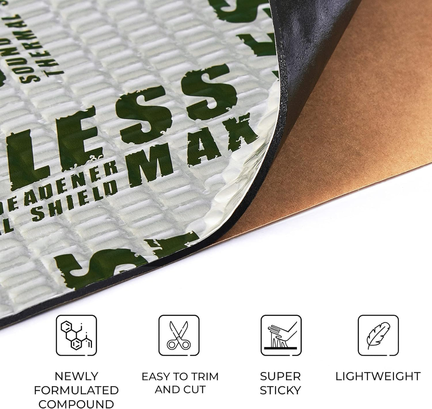 Siless Max 120 mil (3mm) 6 sqft Car Sound Deadening mat - Butyl Automotive Sound Deadener - Noise Insulation and Vibration Dampening Material (6 sqft)