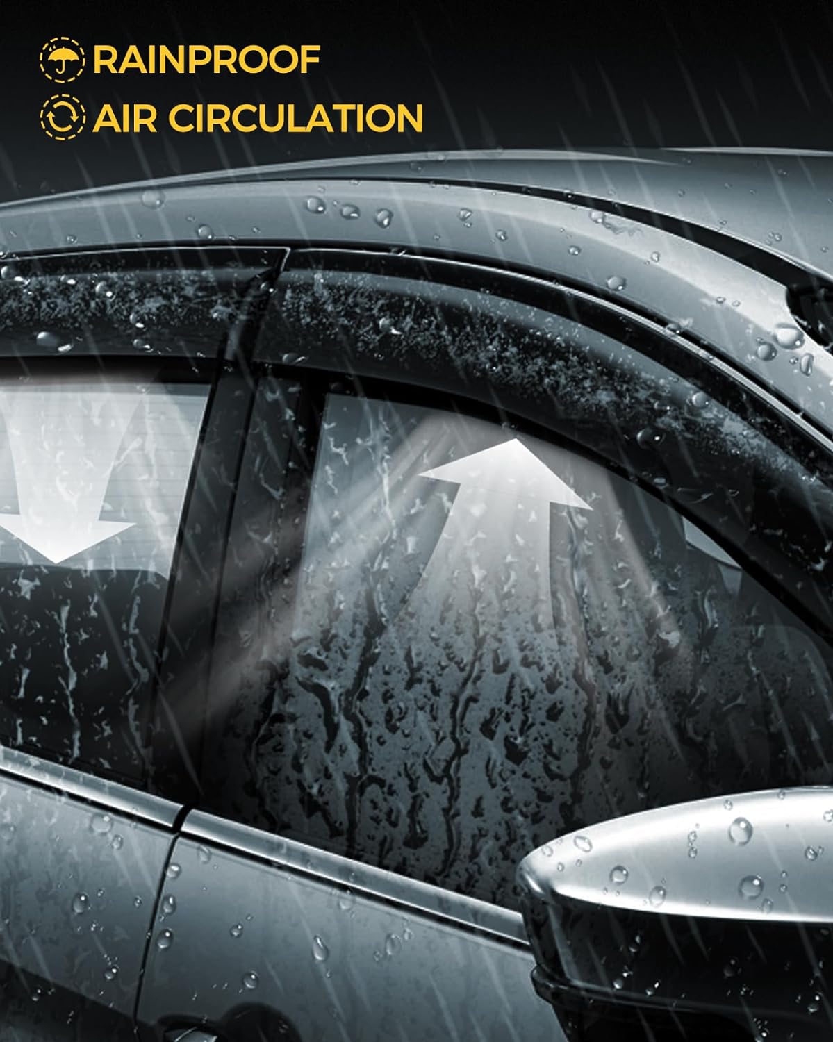 Rain Guards for Car Windows, Tape-On Window Visors Rain Guards Fit for Honda CR-V 2012 2013 2014 2015 2016, Window Deflectors, Vent Visors for Honda Car Accessories, 4 Pieces