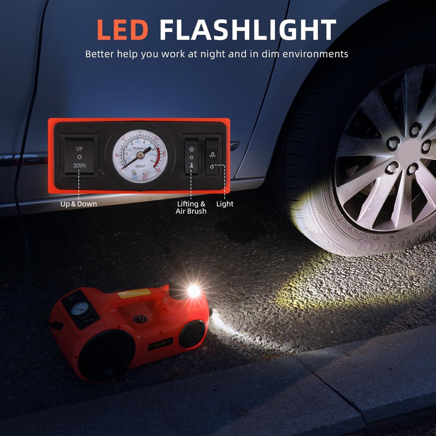 Upgraded Electric Car Jack 5 Ton Floor Jack Hydraulic Jack Stand with Integrated Tire Pump Car Lift for Sedans SUV Tire Change Roadside Emergency Tire Change