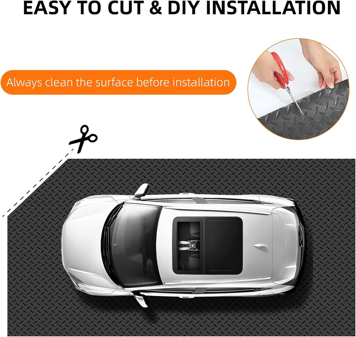 Nisorpa 16'5'' x 3'4'' Diamond Plate Flooring Roll, Rubber Garage Floor Mat, Non-Slip Floor Protector Rolls for Garage Under Car Warehouse Industry