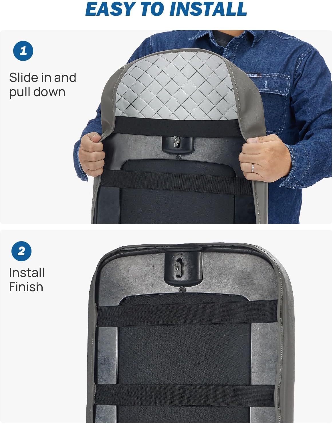 JOYTUTUS Center Console Cover Compatible with 2002-2012 Ram 1500 2500 3500 Jump Seat Console, Leather Arm Rest Armrest Cover for Car, Durable Middle Console Cover, Car Arm Rest Cover Replacement, Gray