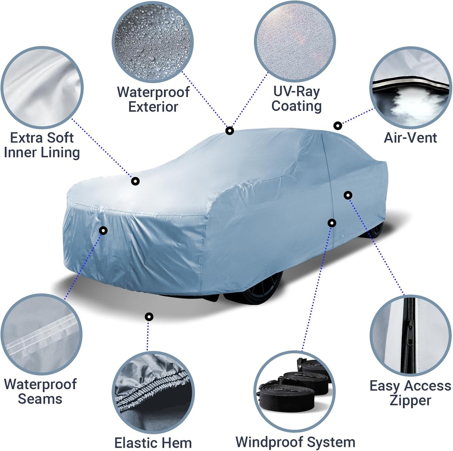 iCarCover Custom Car Cover for Honda Civic Del Sol, Waterproof All-Weather Rain Snow UV Sun Protector Full Exterior Weatherproof Indoor Outdoor Car Cover with Strap (Year Fits 1993-1997)