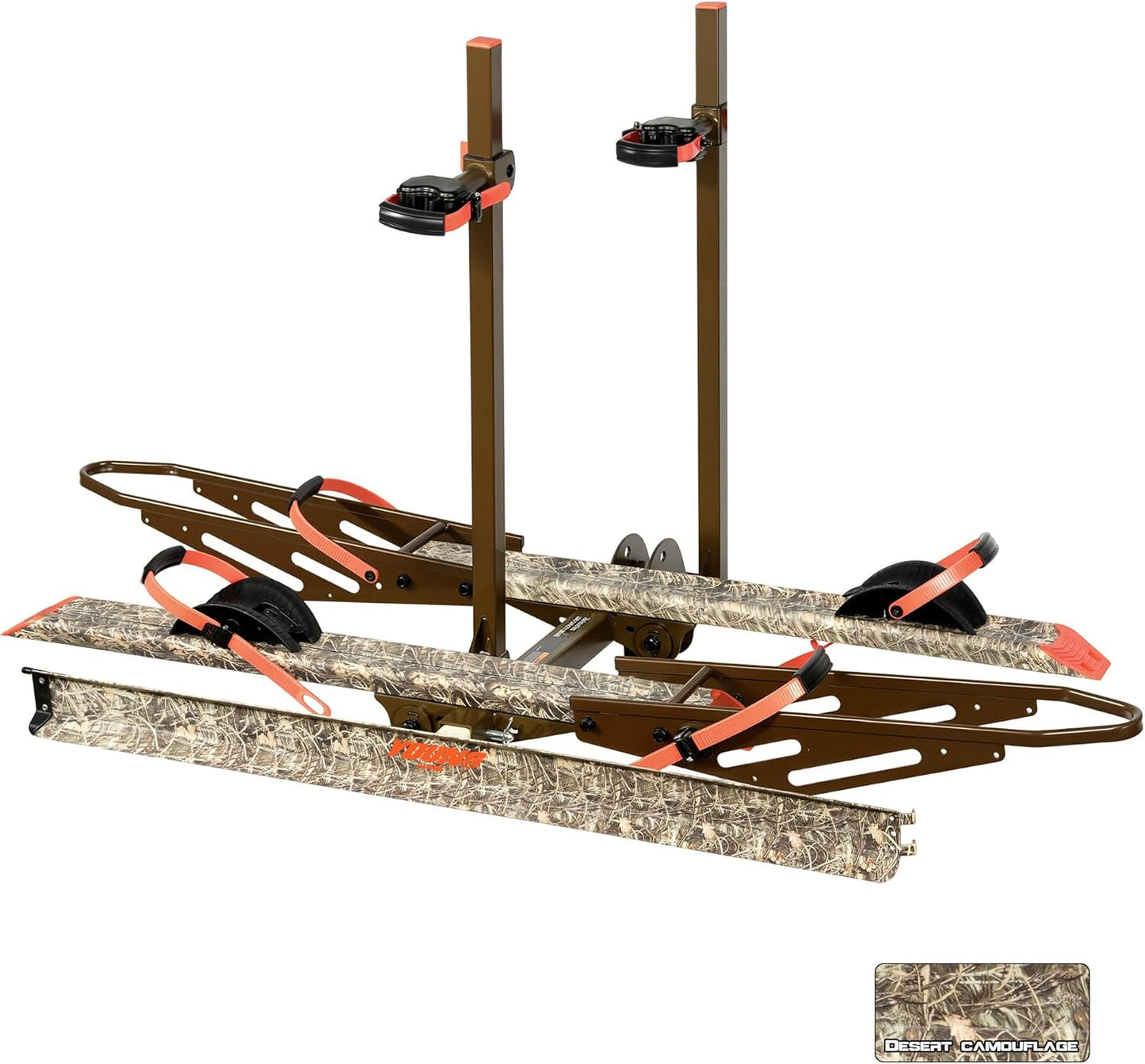 Young Hitch Bike Rack for 2 E-Bikes, Heavy Duty Platform Carrier, 200lbs Capacity, Foldable, Fat Tire, Electric Bike, Hitch Mount, SUV, Truck, RV, Car, 2" Receiver, Anti-Wobble, Camo