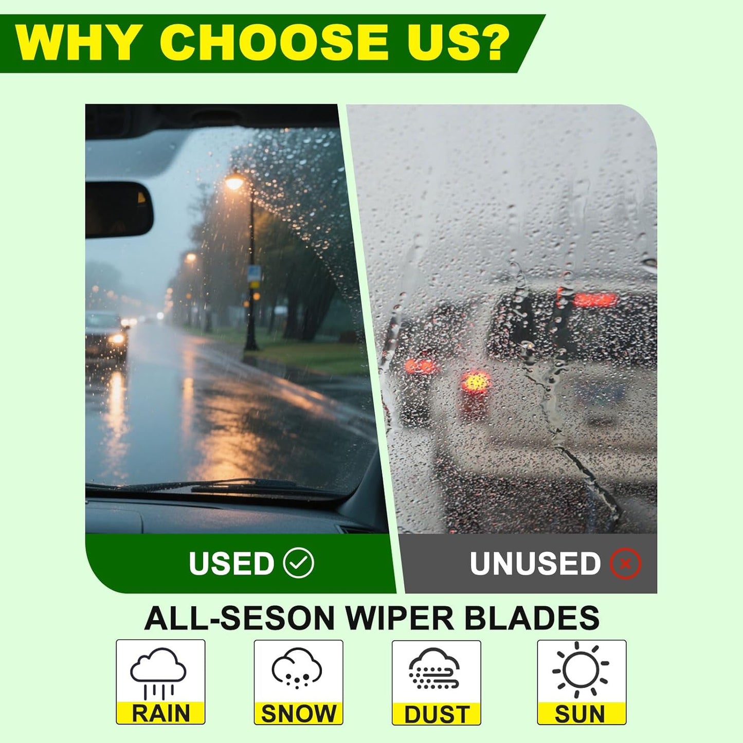 OEM Quality 28in + 14in Premium All-Season Windshield Wiper Blades for Original Equipment Replacement(Set of 2)