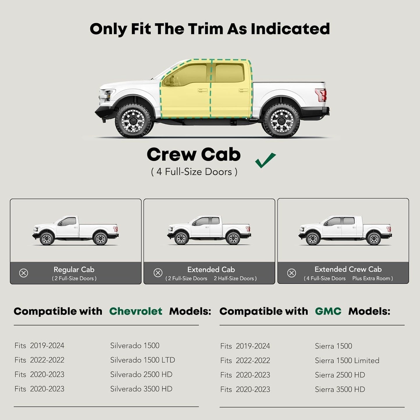 YHTAUTO 4 Inch Running Boards Side Steps Compatible with Chevy Silverado & GMC Sierra 1500/2500 HD/3500 HD 2019-2024, Crew Cab, Oval Bent Ends Carbon Steel Black Powder, Truck Cab Side Step Rails