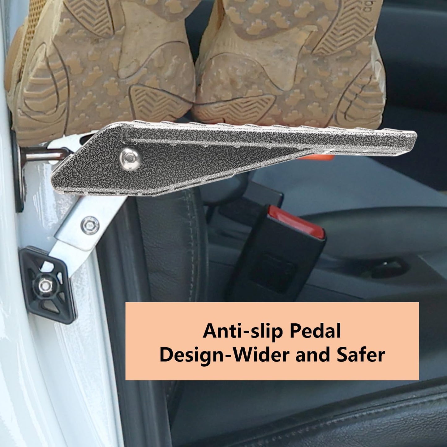 COWVIE Foldable Car Door Step Stand Pedal - Access to Vehicle's Roof Both Feet Wider Stand Pedal for Most SUV Truck Jeep, Max Load 400 Lbs