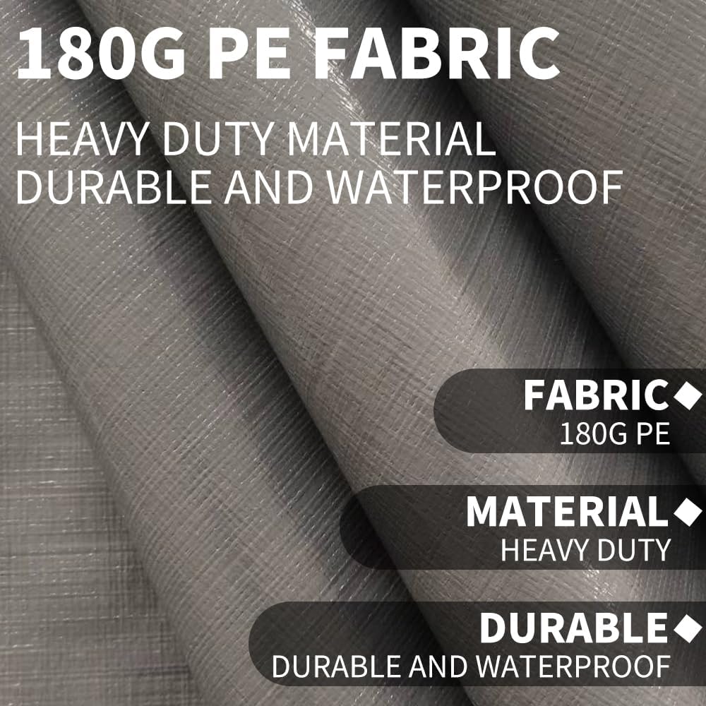 Sidewall Panel with Elastic Ball Bungees, for 10x20 FT or 12x20 FT Garage Party Tent Shelter - Gray, One Sidewall Panel Only